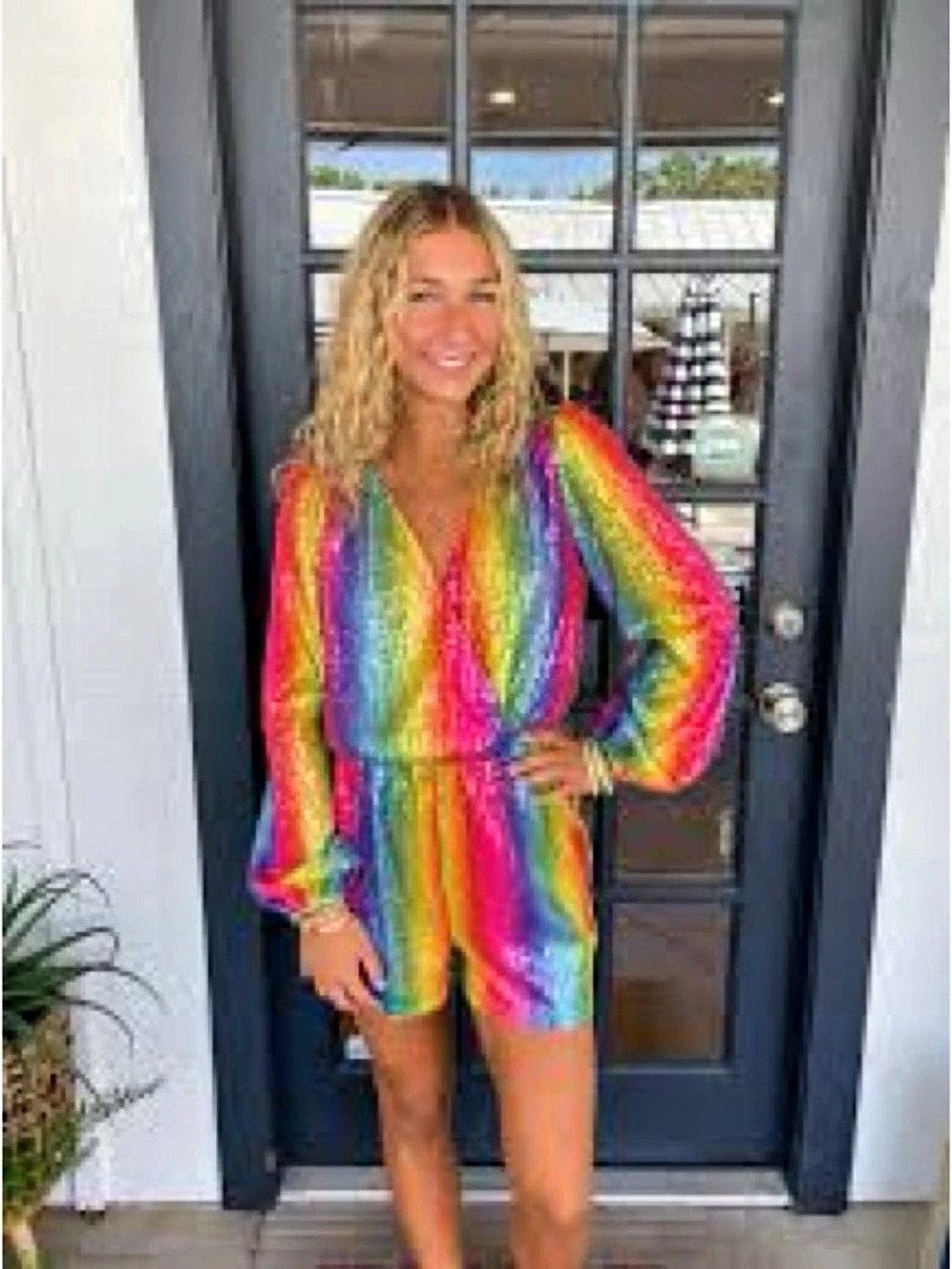 blue b. Rainbow Sequin Romper